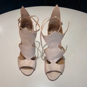 Sergio Rossi Patricia Lizard Beige Heels